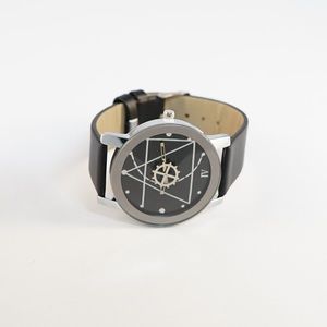 Geometric modern watch, unisex, black & silver